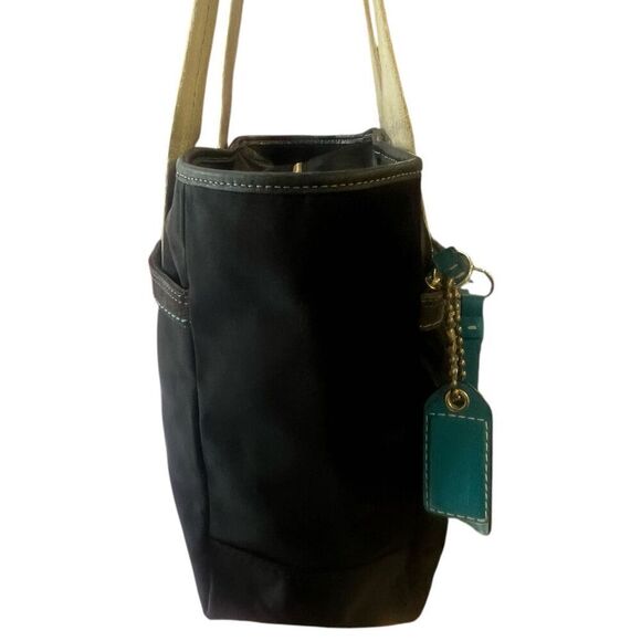 Coach Black Hampton Canvas Leather & Suede Tote Vintage Y2K - Picture 3 of 10